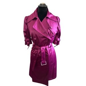 Y2K ELLE Satin Short Sleeve Trench Coat